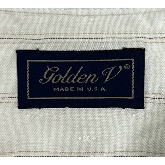 Vintage Golden V Big 3XL Button Down Long Sleeve White Dress Shirt - USA Made - Picture 3 of 12